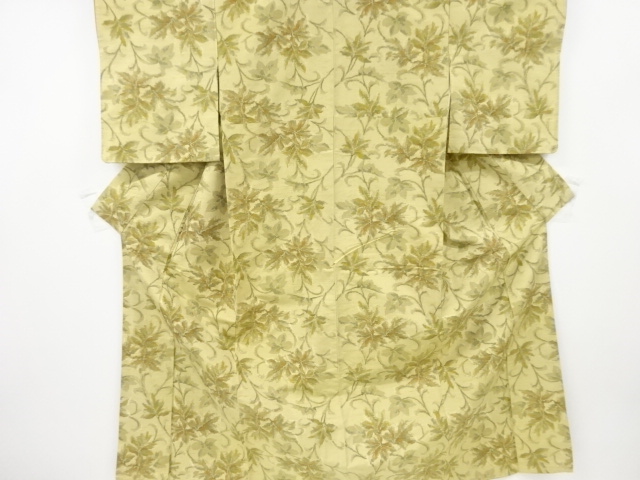 JAPANESE KIMONO / ANTIQUE KIMONO / SILK / FUSHI TSUMUGI / WOVEN PLANTS
